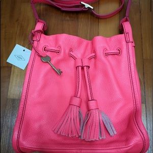 Fossil Claire Hot Pink Leather Crossbody